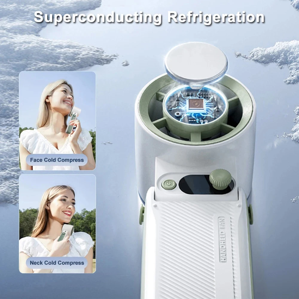 Mini Handheld Fan 3600mAh Rechargeable Battery Portable Fan Foldable Hanging Neck Fan Hand Held Outdoor Camping Ice Cooling Fan image 2