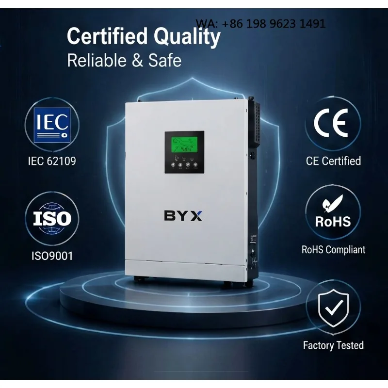 3KW-14KW 24V 48V Dual MPPT Hybrid Solar Inverter Pure Sine Wave Solar Power Emergency Backup System