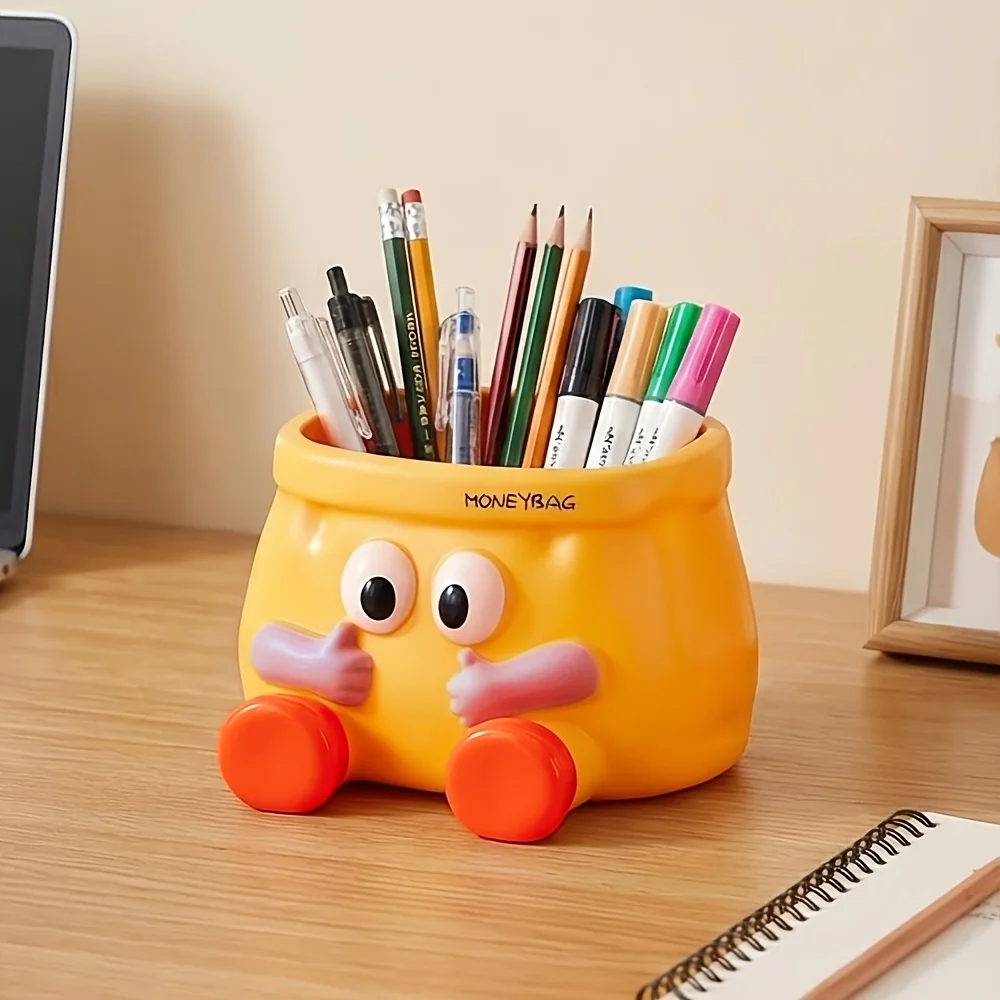 Cartoon Multi-function Pen Holder Desktop Storage Box Student Brush Organizer Portable Travel Small Sundries Drawer Container