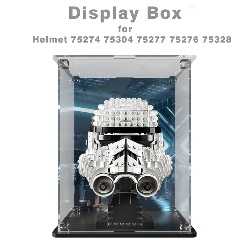 

Acrylic display box for Lego Helmet 75276 75277 75304 Building block set dustproof showcase toy bricks model display case