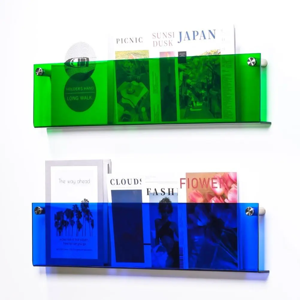 Acrylic Magazine Holder Brochure Holder,Record Holder Magazine Hanging Bookshelf Literature Storage Rack for Living Room,Office