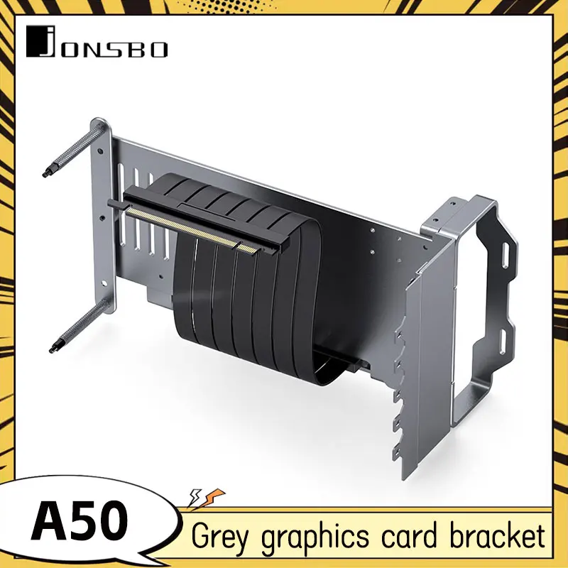 JONSBO A50 Gray/White PCIe 5.0 Aluminum Vertical Graphics Card High-Speed Transmission Extension Cable for PC Assembly Kits