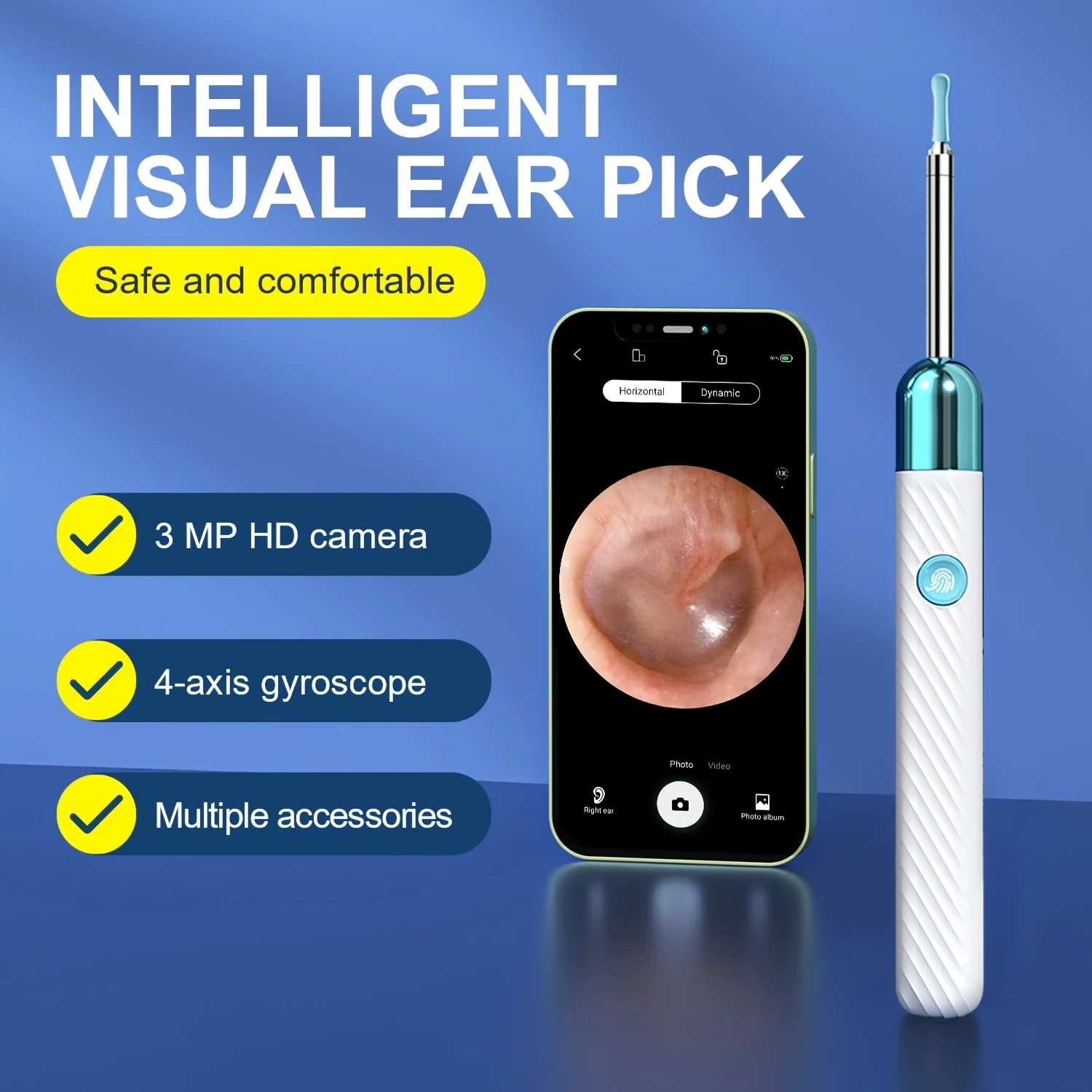 Ear Wax Remover,Wireless Otoscope Earwax Removal Tool 1080P HD WiFi Ear Endoscope With LED Light,3.5mm Visual Ear Scope Camera S