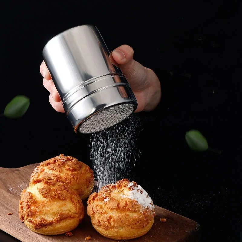 Stainless Steel Coffee Shaker Cocoa Chocolate Flour Powdered Sugar Sieve Filters Foam Spray Kitchen Cake BBQ Tools With Lid