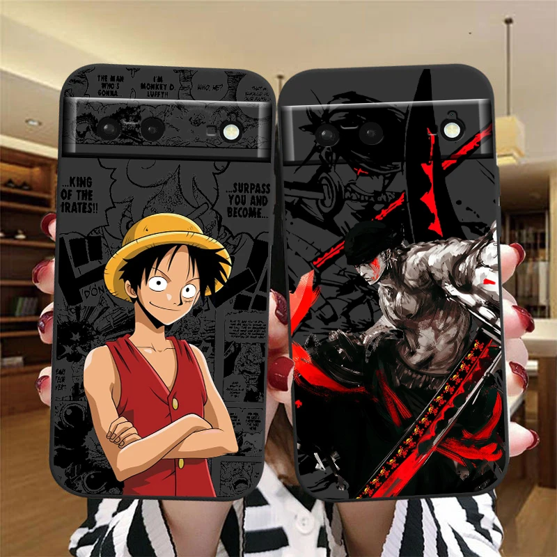 Anime Cartoon Ones Piece For Google Pixel 9 8 7A 7 6A 6 5A 5 4 4A XL 5G Black Silicon Shockproof Shell Funda Phone Case