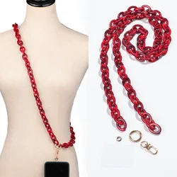 120cm Bevel Acrylic Link Chain Mobile Phone Strap New Cellphone Cases Chains Lanyard Necklace Accessories Women Jewelry