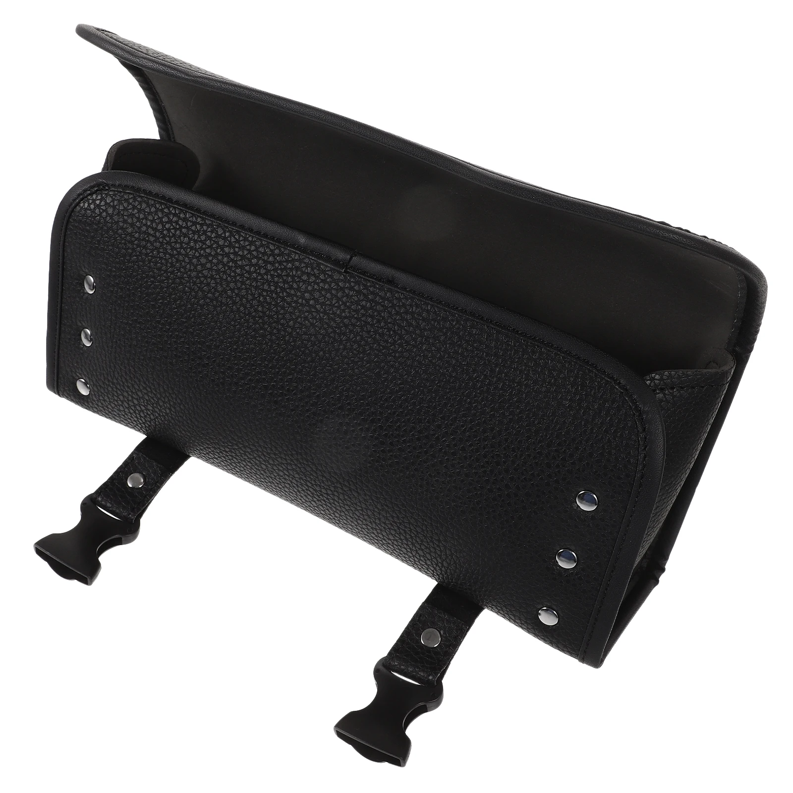 

Motorcycle Modified Tool Storage Bag Black PU Durable Weatherproof Tail Fork Handlebars Rack Bag Travel Items