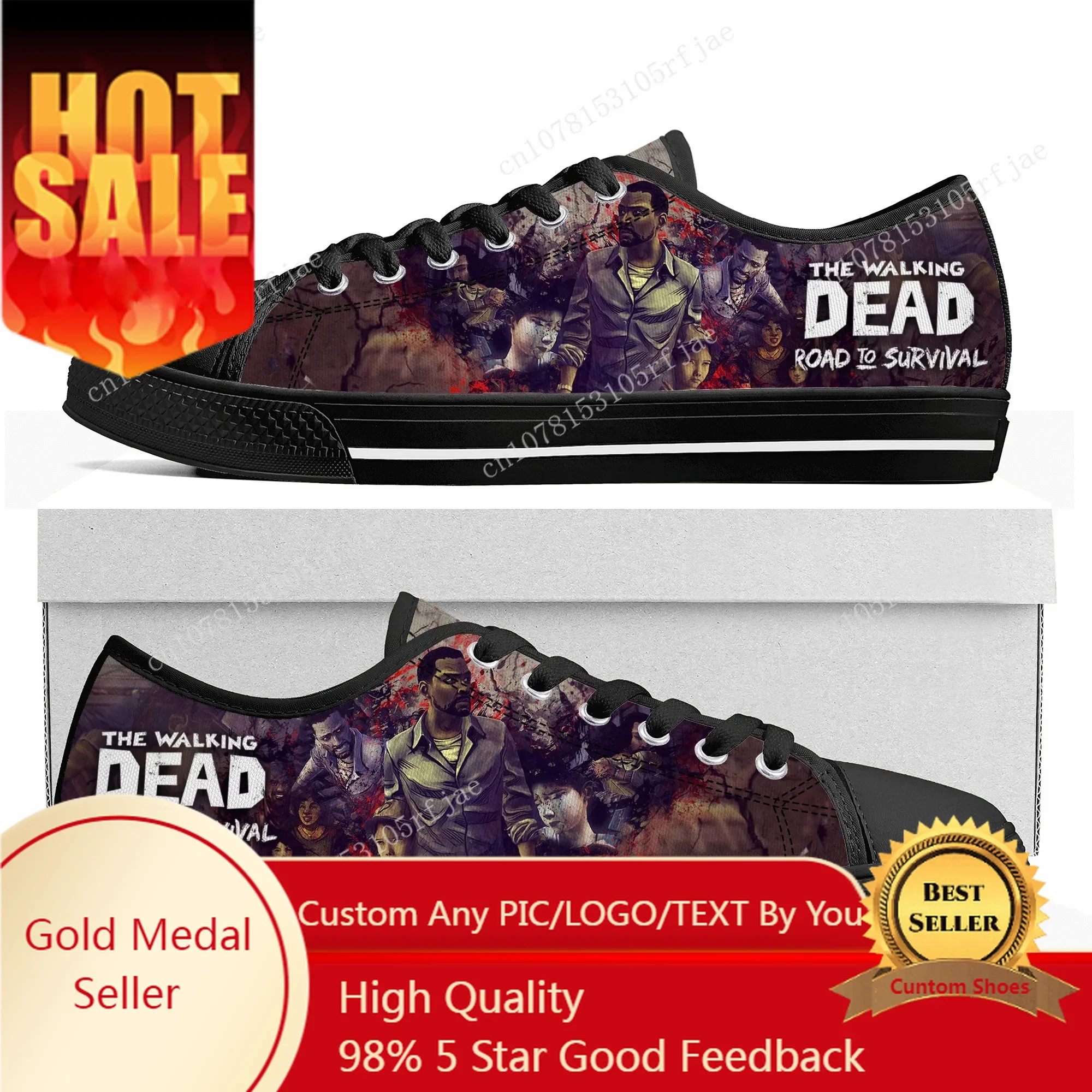 The Walking Dead Low Top Sneakers Cartoon Game Womens Mens Teenager Shoes Casual Fashion Tailor Made Canvas Sneaker