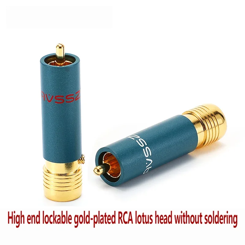24K RCA Male Plug Connector RCA Self-locking Solder-free Mixer Audio Video Wire Connector Used for Recording Studios Stage Sound