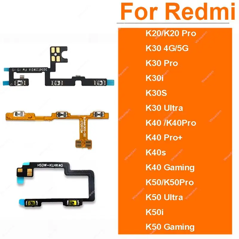 Power Volume Side Button Flex Cable For Xiaomi Redmi K20 K30 K40 K50 Pro K30 Ultra K30i K30S K40S K40 Gaming K50i Repair Parts