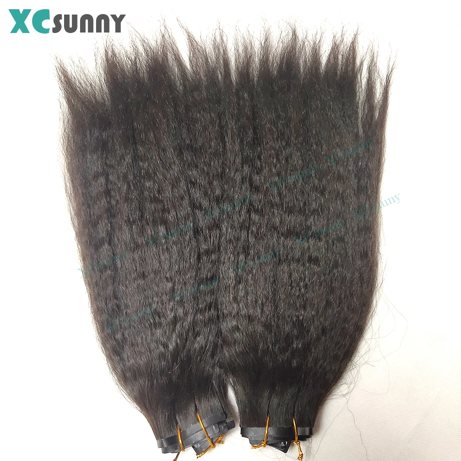 

Kinky Yaki PU Clip Ins Human Hair Extensions Seamless Clip Ins Human Hair Yaki Straight Skin Weft Clip In For Women 100g-240g