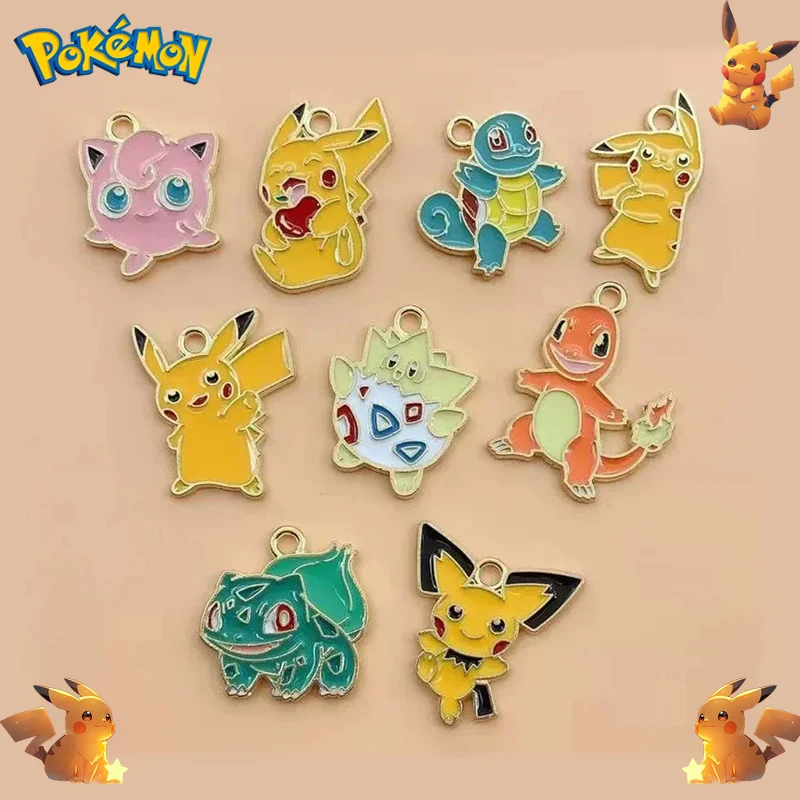 Pokemon Alloy Accessories Pikachu Necklace Pendant  Squirtle Anime Figures Kawaii Necklace Drip Oil Pendant