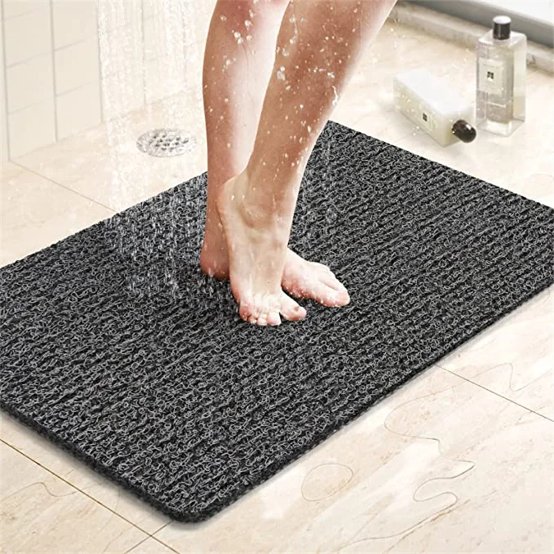 Shower Mat Bathtub Mat Non-Slip Bath Mat with Drain Quick Drying PVC Loofah Bathmat for Tub Shower Bathroom