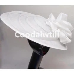 White Big Derby Church Fasciantor Wedding Hat Ladies Women Flower Church Headpiece Race Women Millinery Cap Vintage Chapeau Cap