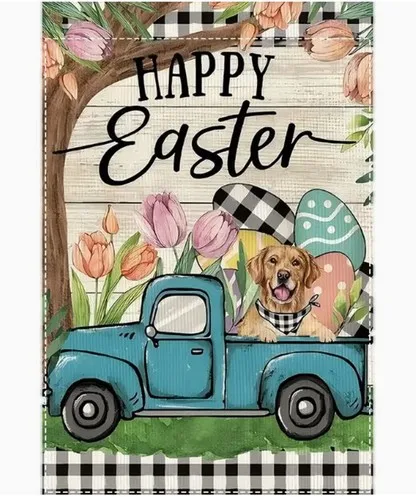Easter Garden Flag 12x18in Double-sided Burlap Happy Easter Truck Dog HHP AAL HHM WZZ yyi
