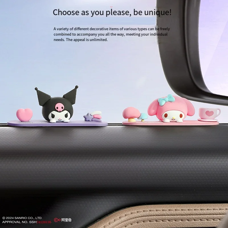 

Автомобильные аксессуары Sanrio: украшения для центральной консоли с Куроми и Май Мелоди, мультяшные фигурки, бесшовные наклейки, аксессуары для интерьера автомобиля
