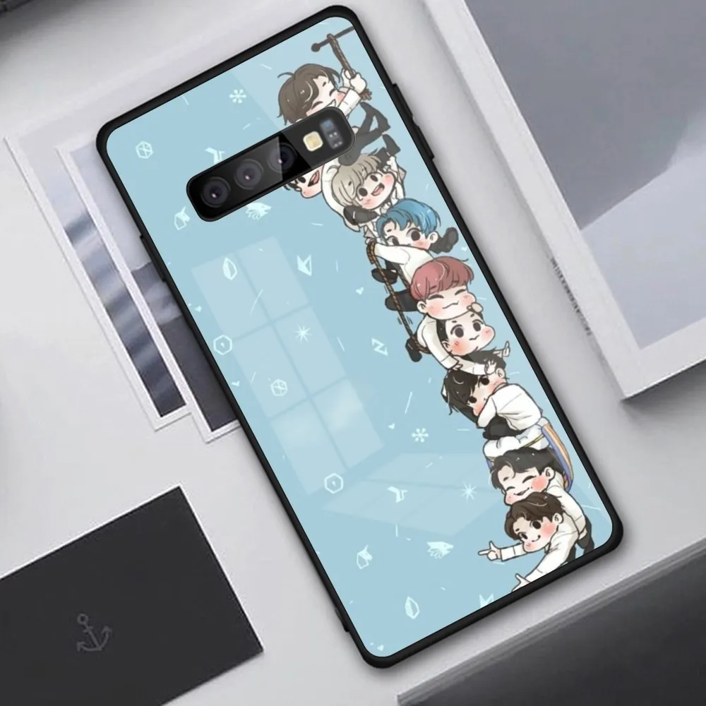 KPOP EXO Cute Mobile Cell Phone Case for Samung S23 S22 S21 Pro Ultra A13 A33 A53 NOTE 20 PC Glass Phone Cover Funda