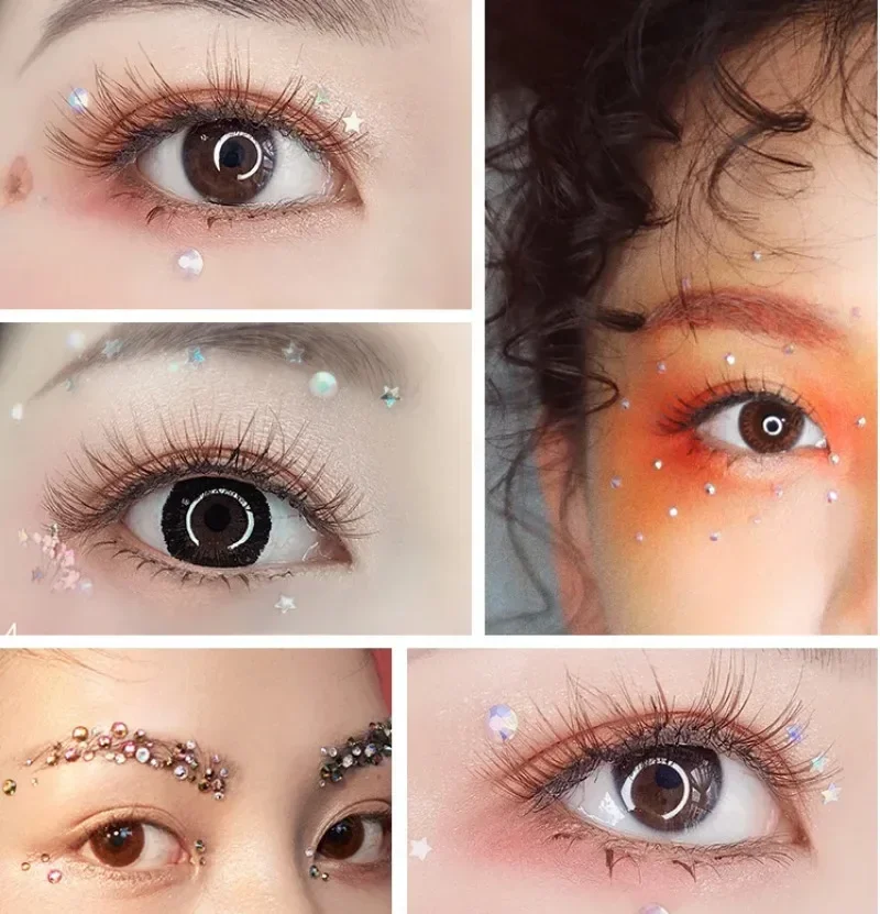 Diamond Rhinestone Acrylic Face Sticker Party Eyes Makeup Bright Crystal Self-adhesive DIY Sticker Girls Face Decoration Sticker