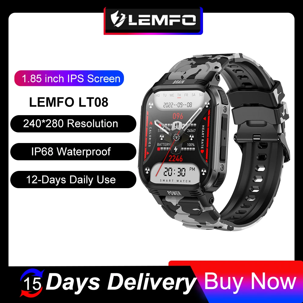 LEMFO LT08 Smart Watch Men 2023 Smartwatch For Man Bluetooth Call Sport Smart Watch IP68 Waterproof For Android IOS BT 5.3