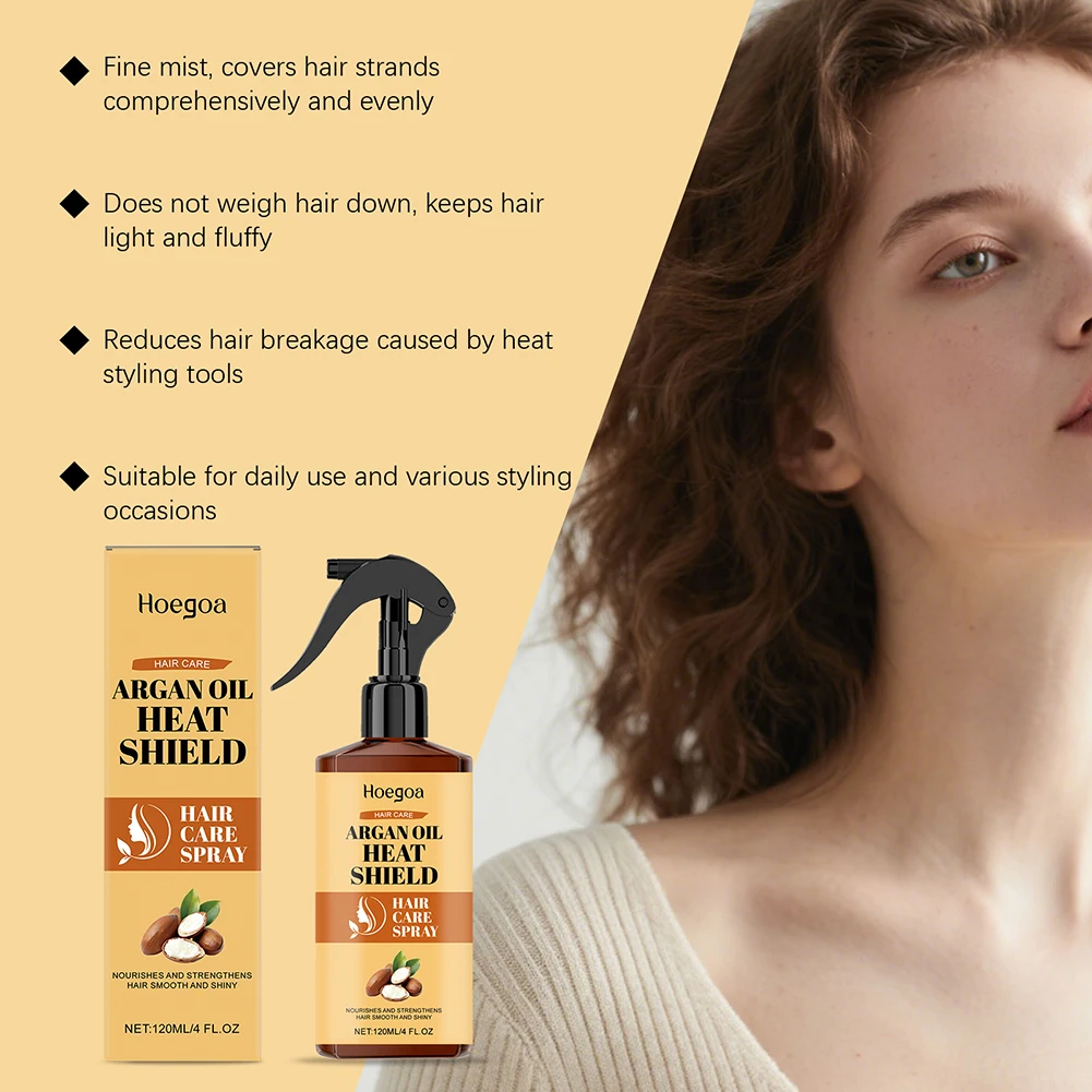Argan-Oil Heat Shielding Hair Care Spray Moisturizing Smoothing Hair Shine-Boosting Anti-Frizz Hair Mist for All Hair Types