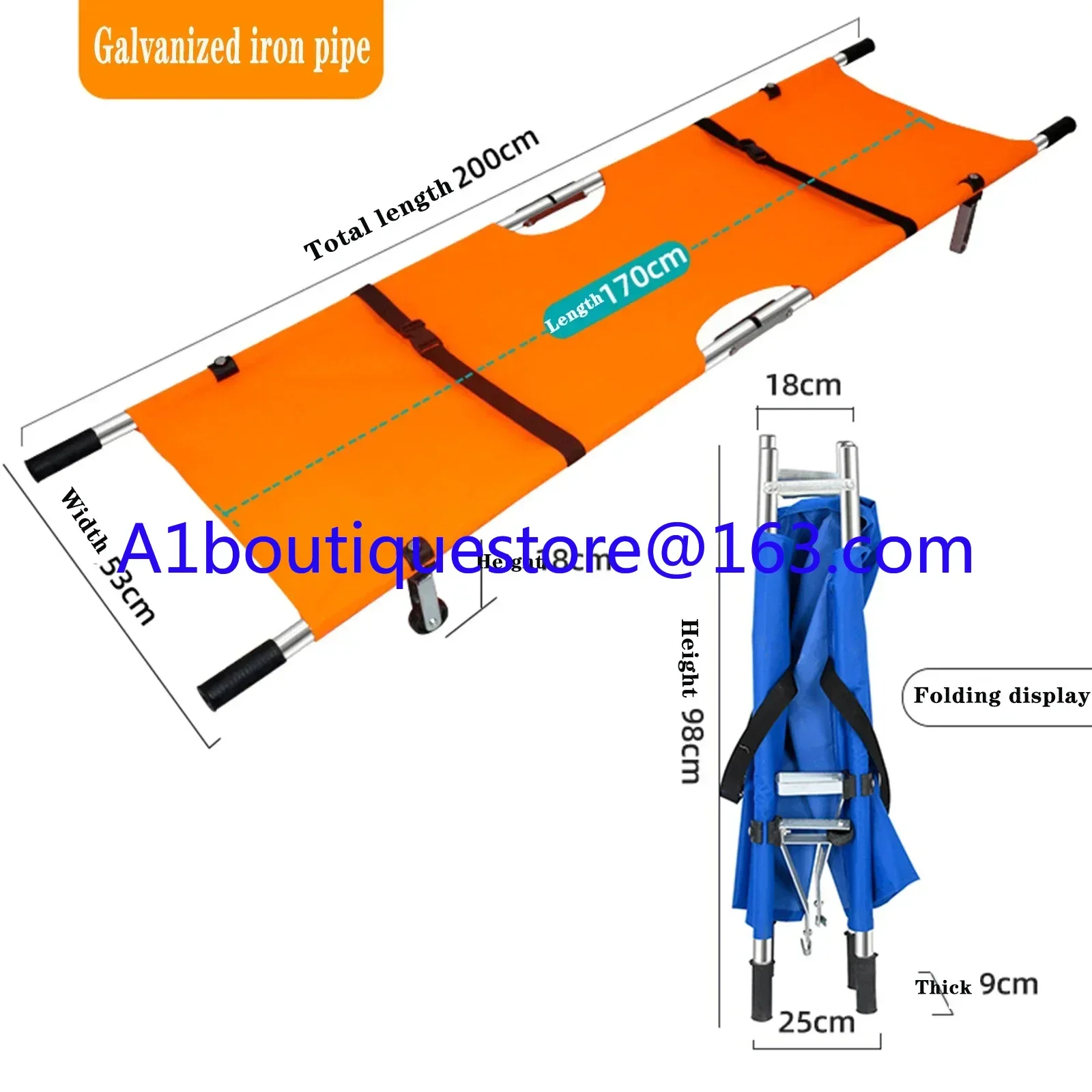 Emergency Folding Multi-functional Stretcher Transfer Bed for Stairs Mono-frame with Wheels