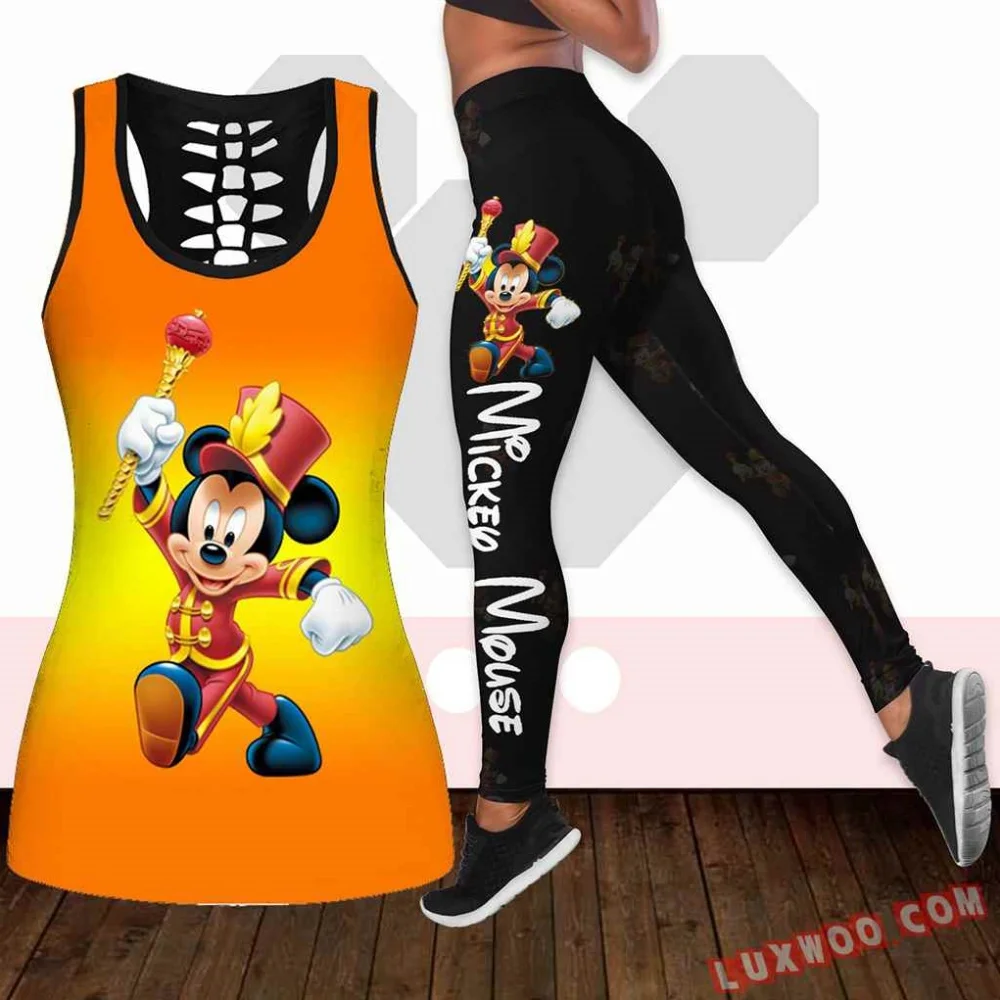 

Disney Stitch Women's Hollow Tanktop Leggings Yoga Set Summer Fitness Leggings Tracksuit Disney Cutout Tank Top Leggings Set2025