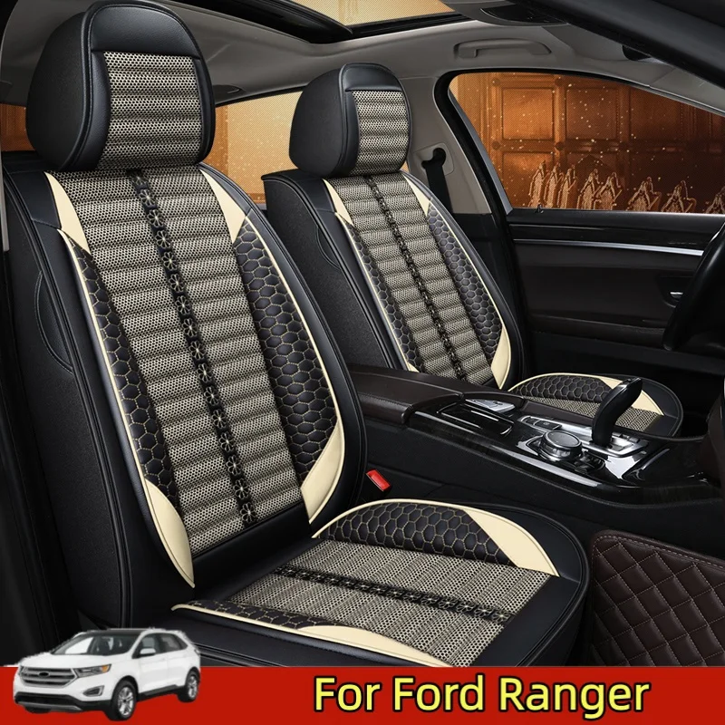 

For Ford Ranger Car seat cover waterproof wear-resistant artificial leather linen spliced ​​waist-fixed full wrap seat cover