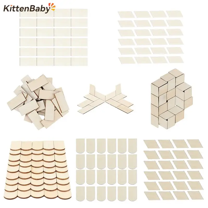 24Pcs 1:12 Dollhouse Miniature Raw wood Floor Tiles Rectangle Rhombus Floor House Model Decor Toy Doll House Accessories