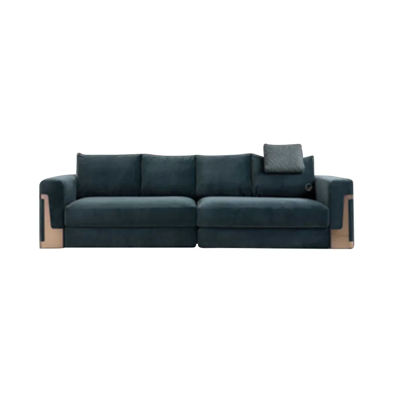 

Italian villa model room large living room sofa Italian minimalist modern light luxury leather sofa combination