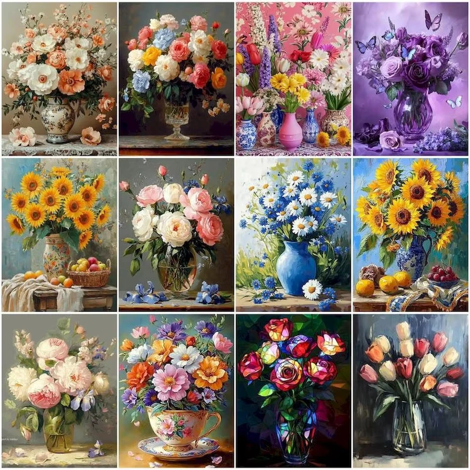 

Jigsaw Puzzle 1000 pcs Beautiful Flower Vase With Colorful Blooms For Adults Stress Relief Puzzle Fun Present
