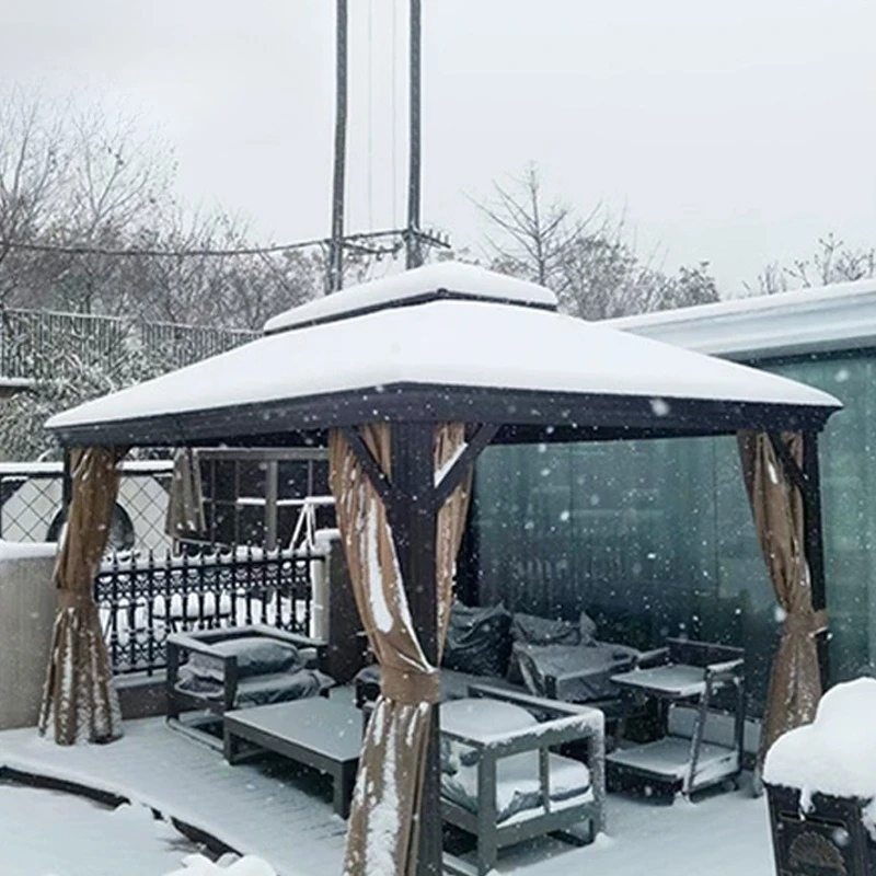 Leisure villa courtyard pavilion terrace garden rain and sun protection metal frame pavilion Internet celebrity homestay