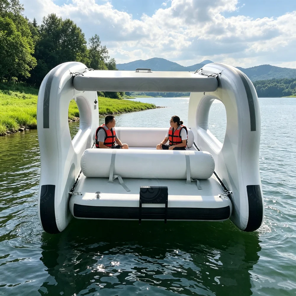 Luxury Water Leisure Inflatable Electric Yacht Pontoon Boat Stylish Design Inflatable Vessel for Tourism Rental