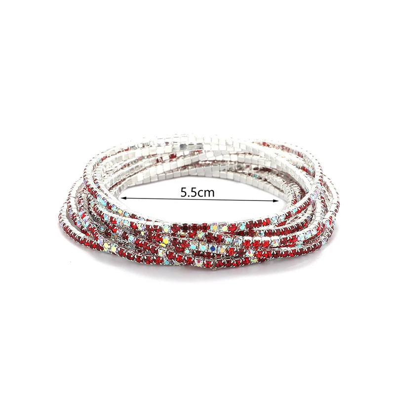 5Pcs/Lot Elastic Crystal Bracelets 2mm Charming Gold Color Crystal Rhinestones Metal Bangle Bracelet Jewelry DIY Gift for Summer