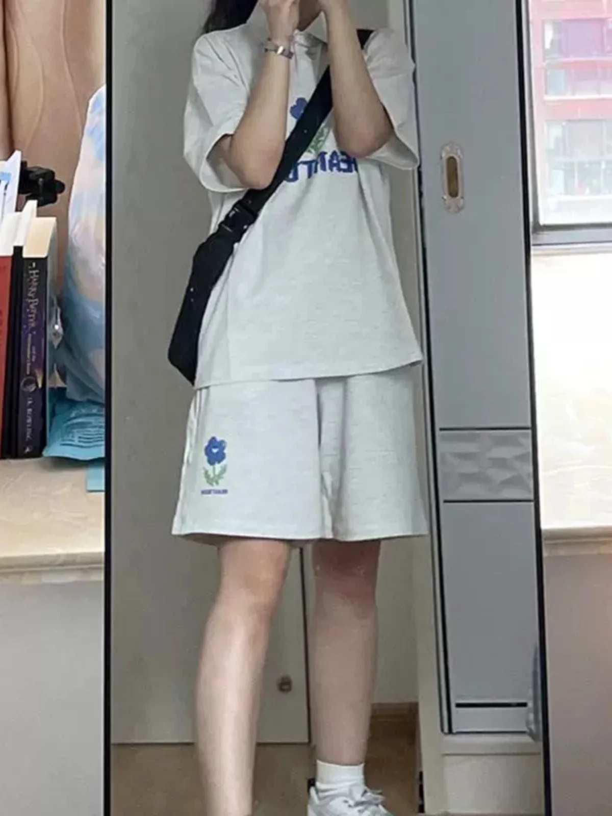 

Loose Casual Sportswear Set Women's Summer Short Sleeve Turn-down Collar Shirt Two-piece Trendy Cotton Blend Comfortable