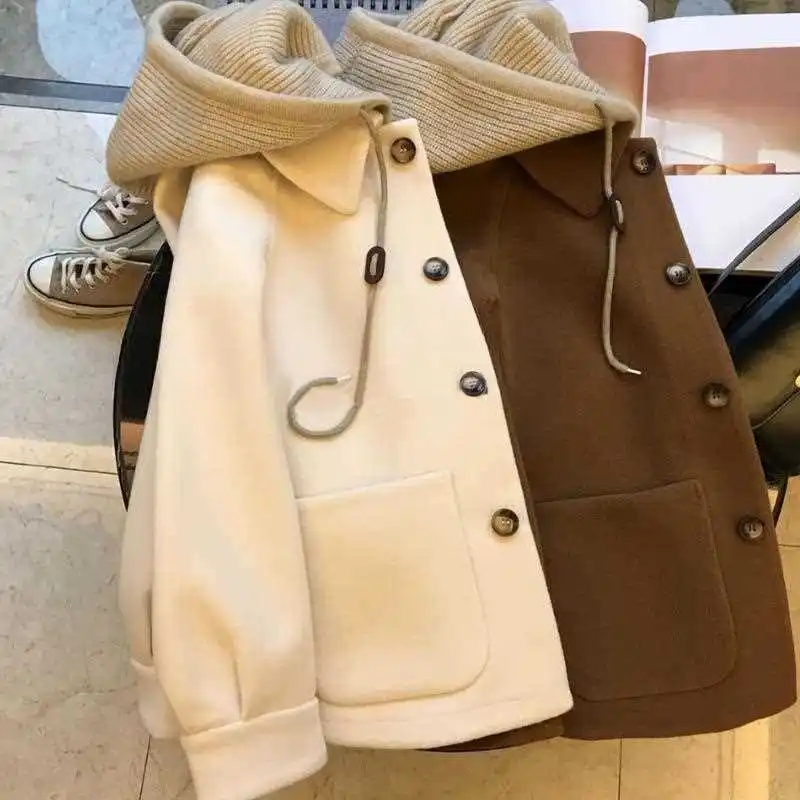 

The original new oversized autumn and winter men's and women's patchwork hated woolen coat vintage versatile loose jacket y2k