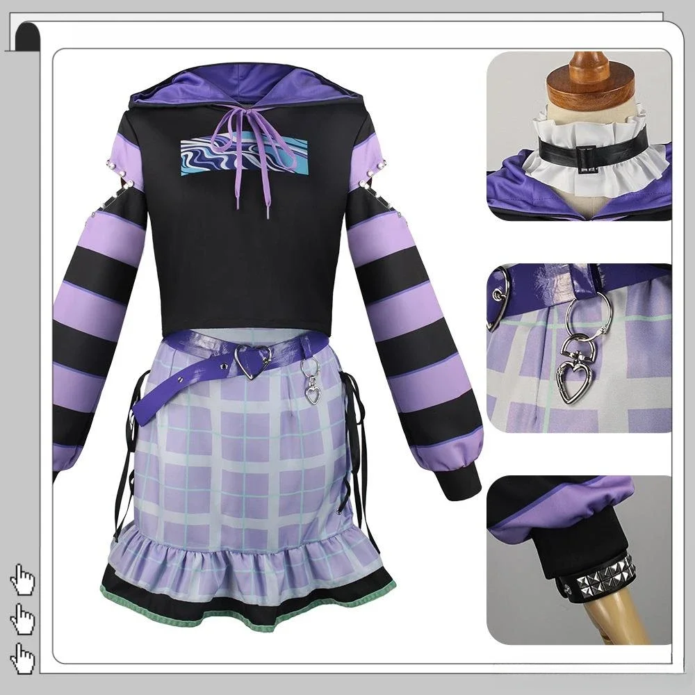 Proyecto Sekai disfraces coloridos de escenario Cosplay Akiyama Mizuki Chica de anime 25-ji traje de cordón de noche uniforme de juego de rol Lolita