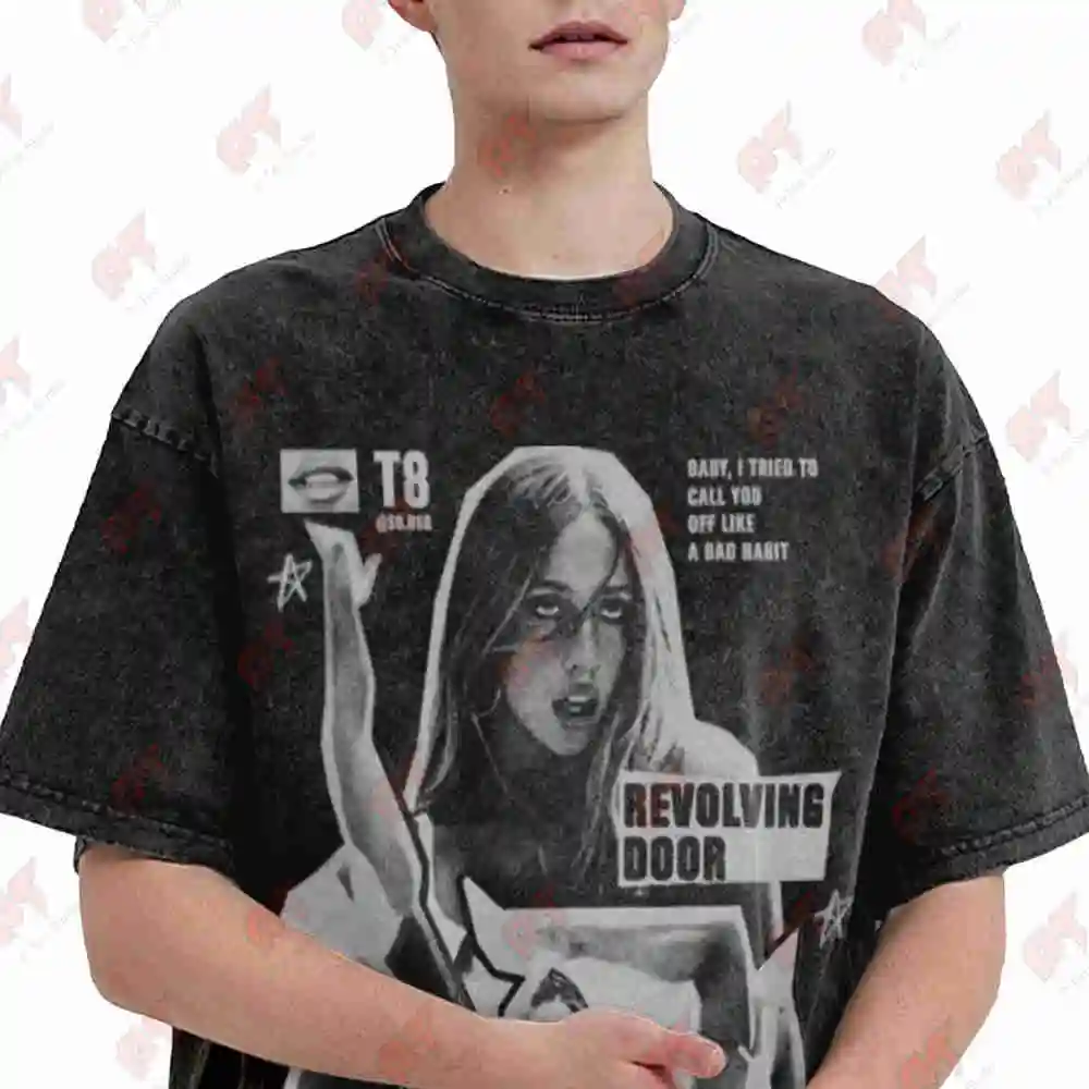Tate McRae Revolving Door Tour 2025 Vintage Washed Tee Pure Cotton T-Shirt
