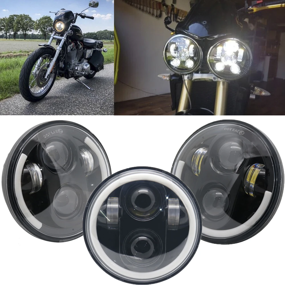 

Универсальная 5,75-дюймовая светодиодная фара 12 В для мотоцикла DRL 5 3/4 для Harley Sportster Roadster Glide Dyna для Yamaha Honda