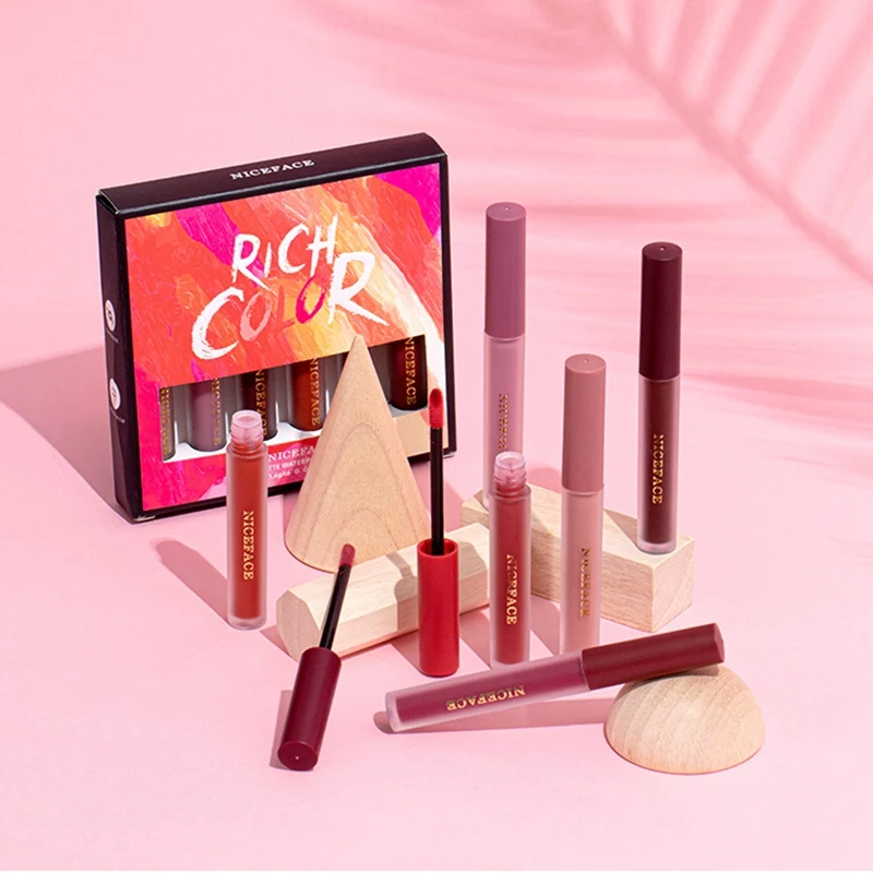 

NICEFACE 6 шт./компл. жидкая помада сексуальный матовый блеск для губ телесный оттенок для губ наборы для макияжа блеск для губ