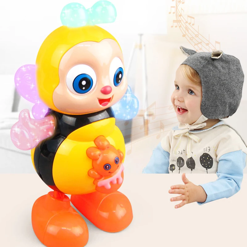 Children\'s Puzzle Toys Singing And Dancing Swinging Cartoon Cute Little Bee Electric Toys With Music And Lights Electric Toys