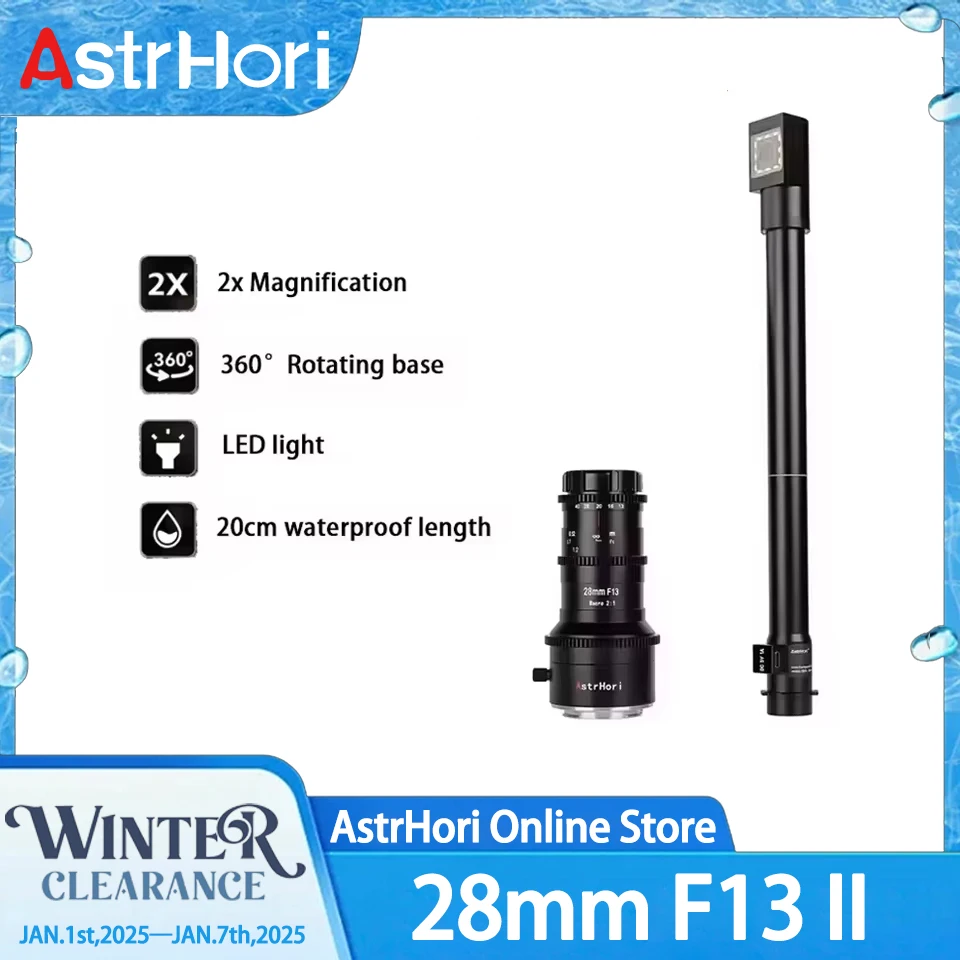 AstrHori 28mm F13 II 2X Macro Probe Lens 90° periprobe and 360° Rotating base for Sony E Canon EF(DSLR) Canon RF Nikon Z