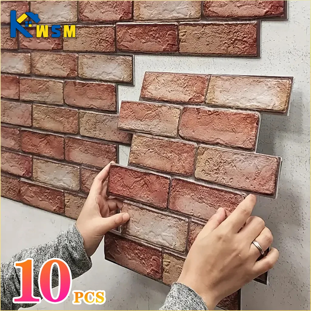 

10 шт. 3D самоклеящиеся пенопластовые наклейки на стену, водонепроницаемые обои, панели для гостиной, спальни, столовой, ТВ-фон, декор