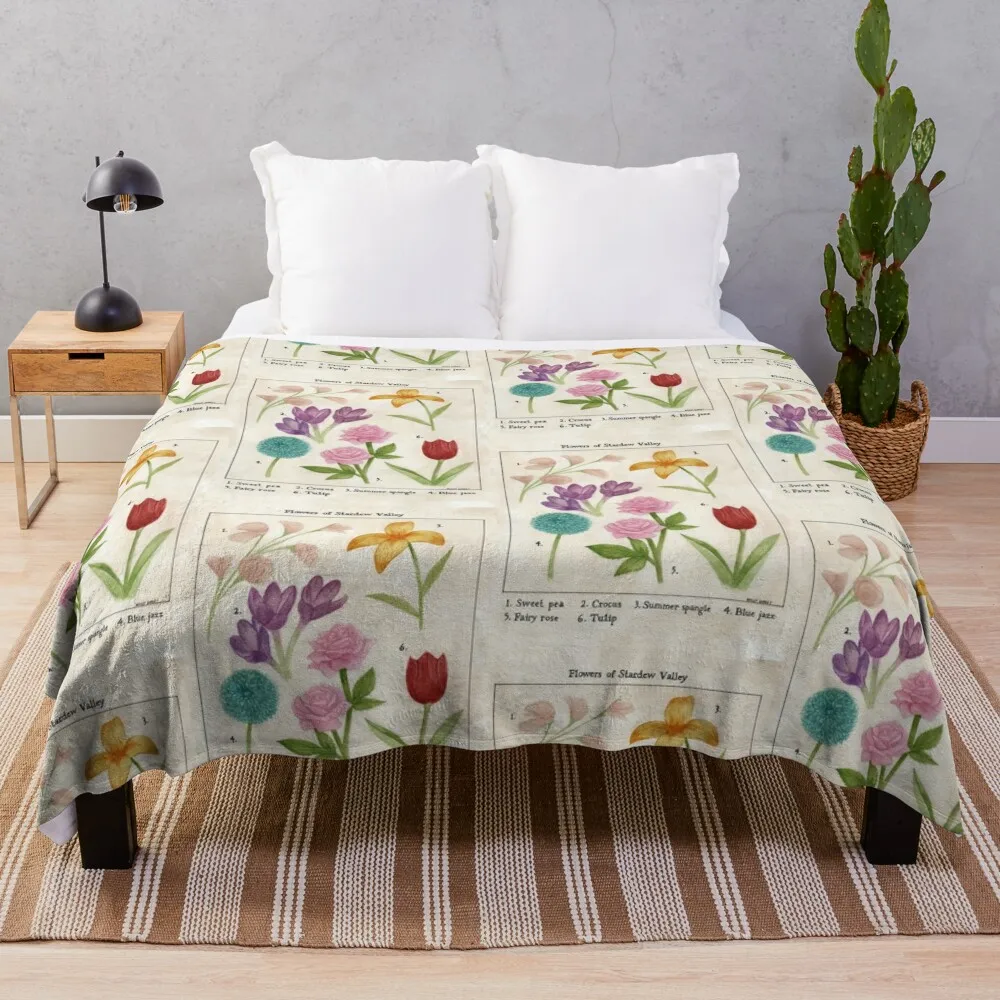 

Flowers of Stardew Valley flora and fauna print Throw Blanket for winter Luxury St Blankets