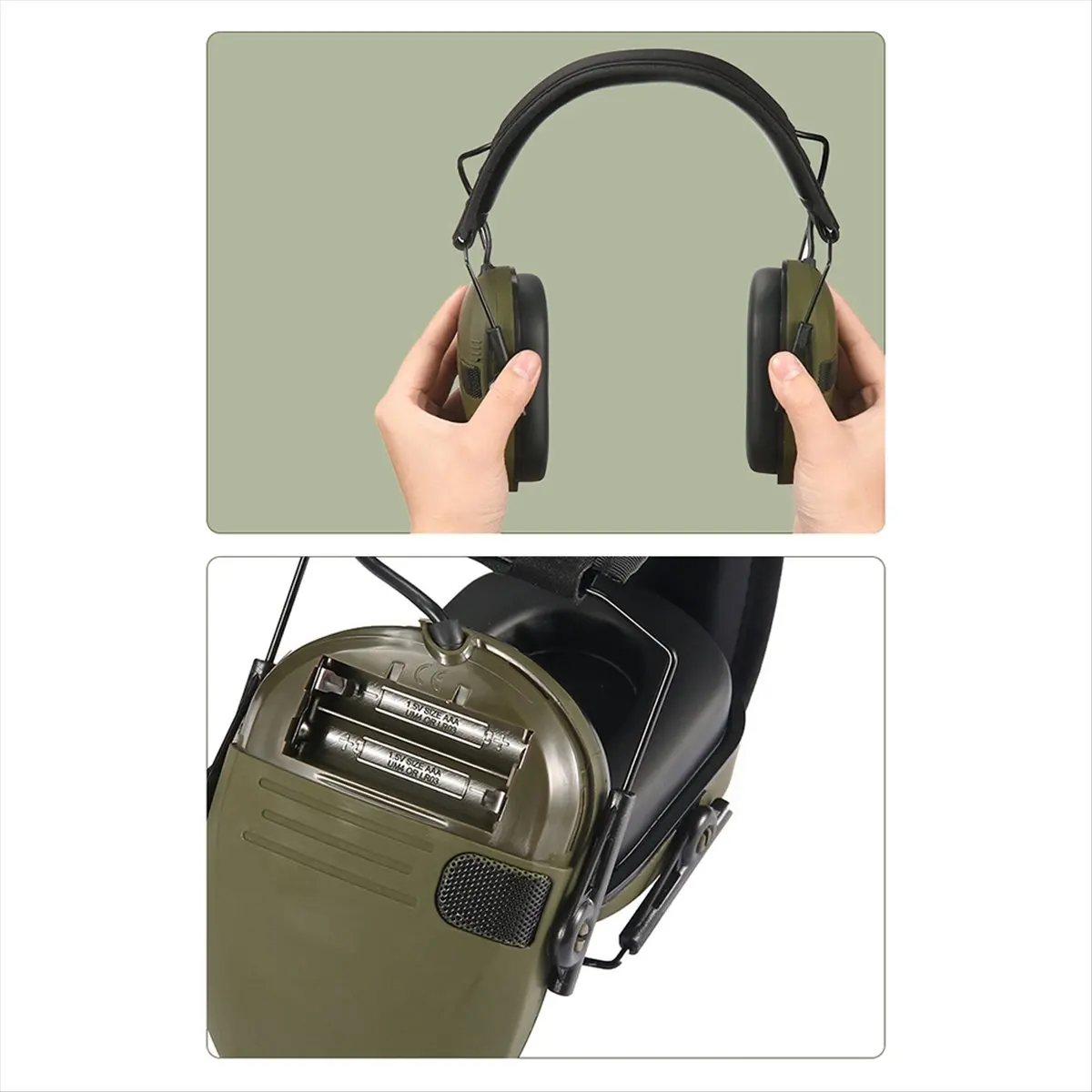 RISE- Noise Cancelling Headphones Electronic Hearing Protection Earmuffs Noise Cancelling Headphones Field Equipment Black
