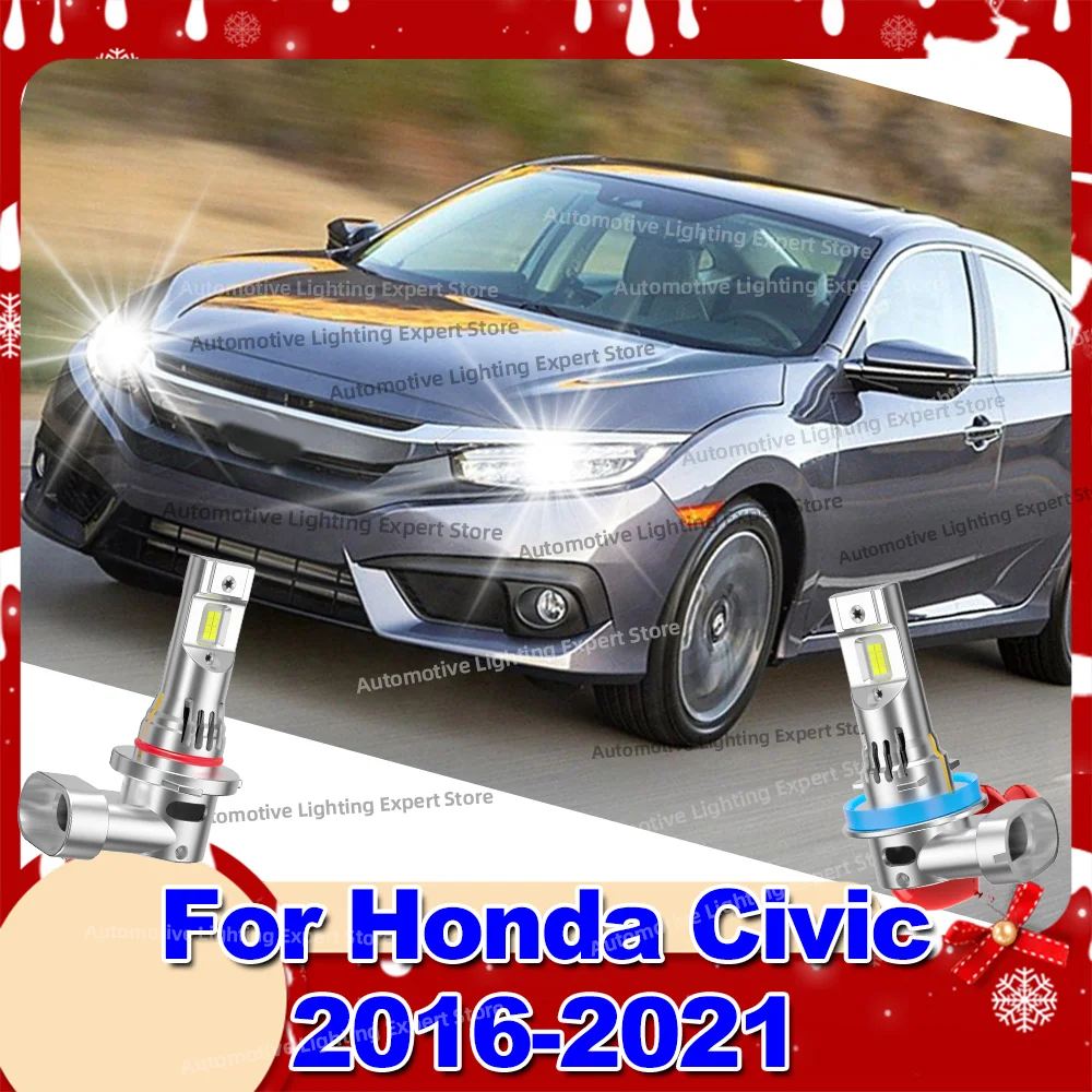 

2/4 шт. светодиодные лампы 6000K, автомобильные фары Canbus, автомобильная лампа Plug and Play, фары для Honda Civic 2016 2017 2018 2019 2020 2021