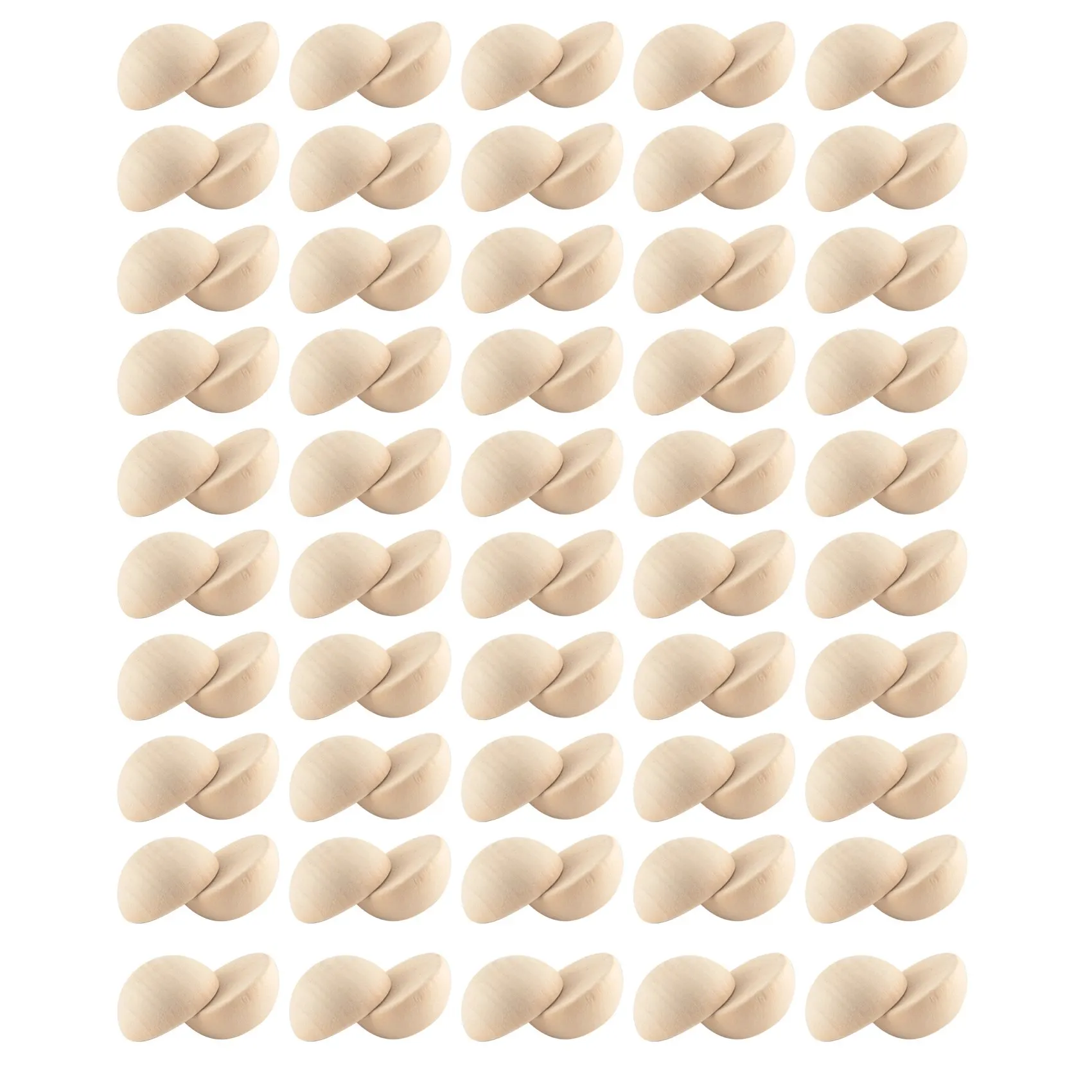 AA14 100Pcs 20 mm Half Wooden Beads, Unfinished Split Natural Round Wood Balls Loose Beads for DIY Craft Christmas