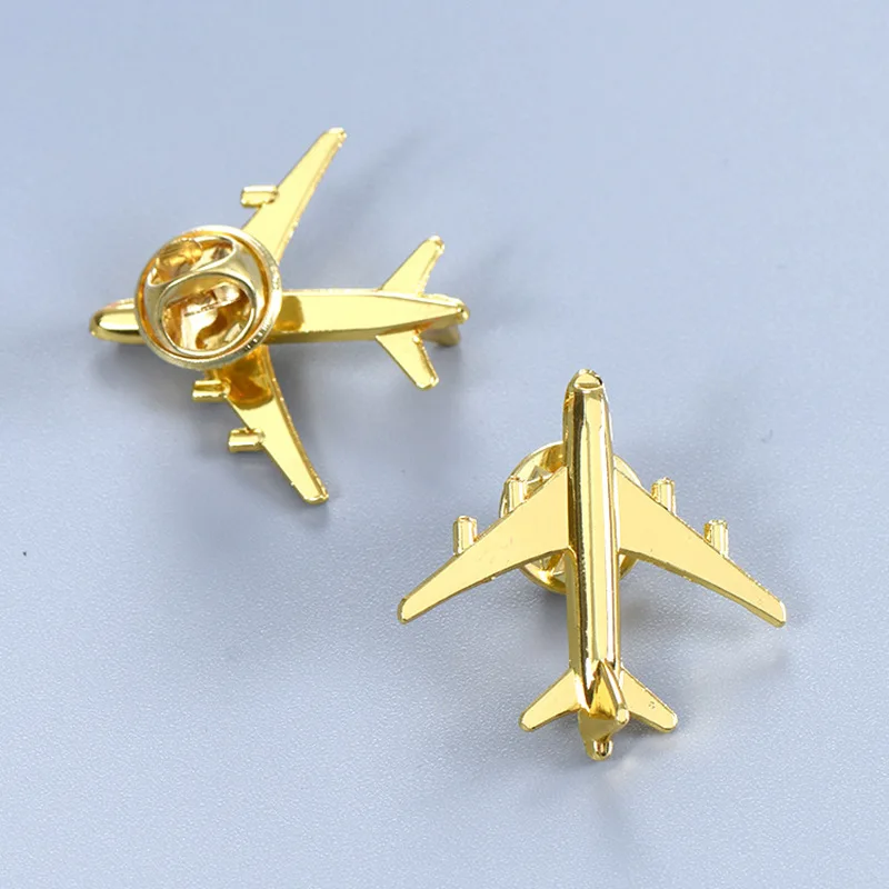 Metal Small Airplane Brooch Jet Flight Lapel Pin Badge for Women and Men Suit Sweater Shawl Buckle Collar Brooches Accessories