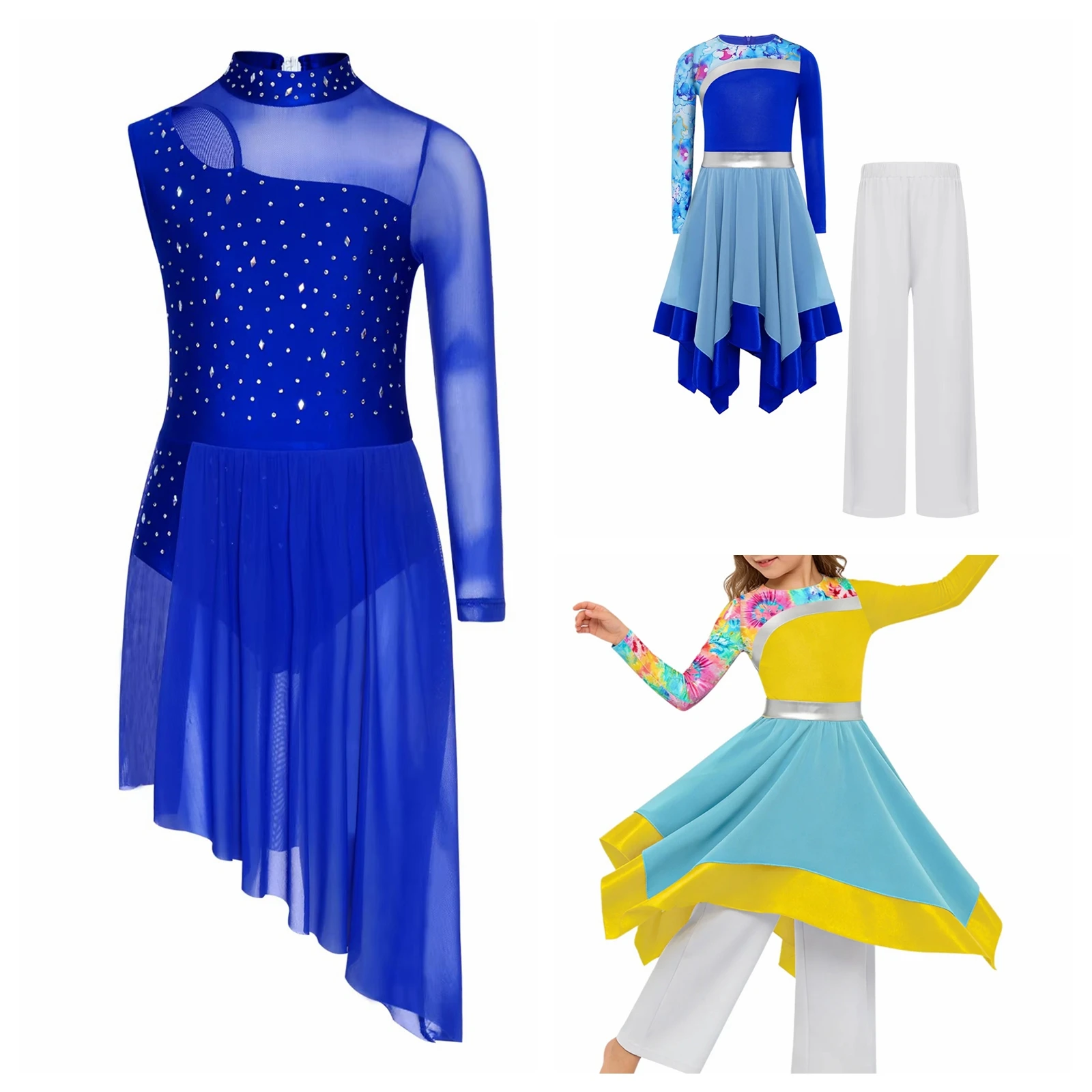 

Girls Ballet Praise Dresses Childs Liturgical Lyrical Dance Costume Figure Skating Dress Dancewear Stage Performance Costume