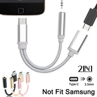 USB Type C To 3.5mm Headphone and Charger Adapter 2 In 1 USB C To Aux Audio Jack for Huawei Xiaomi Redmi Oneplus Cable Converter