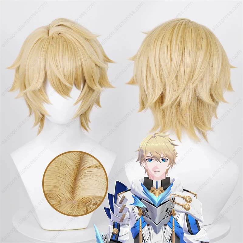 HSR Gepard Cosplay Wig 30cm Light Blonde Short Hair Scalp Wigs Heat Resistant Synthetic Wig